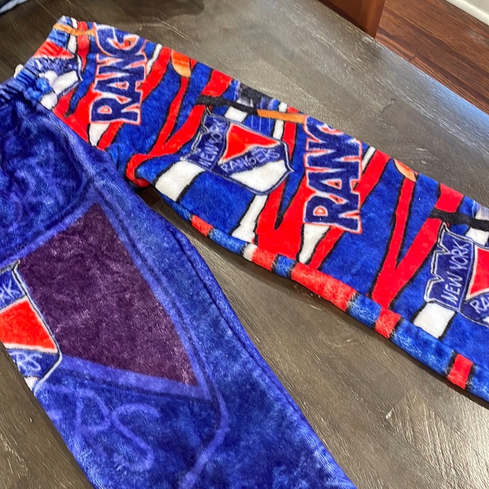 New York Rangers Inspired Fleece Pajama Pants Kids Size 7/8 Blue Hockey Sports